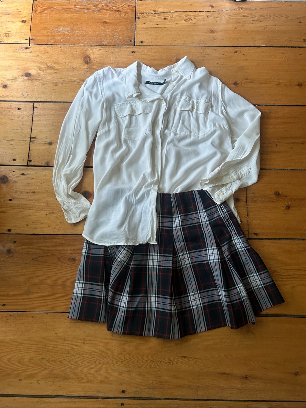 Lauren Ralph Lauren Ivory Button-Front Long Sleeve Blouse
